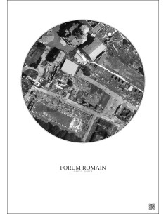 Affiche Forum Romain – Poster vue satellite 0.1km N&B | Gravura – Fond clair 2