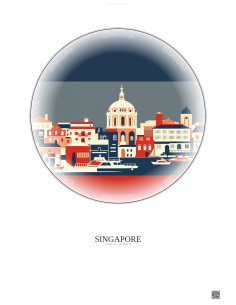 Singapore Vintage Travel Poster – Singapore | Gravura – Light background