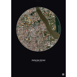 Phnom Penh Satellite View Poster 2.5km Color | Gravura – Dark background