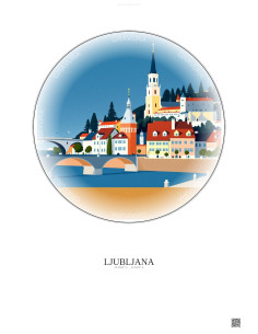 Affiche Ljubljana – Poster illustration vintage – Ljubljana | Gravura – Fond clair