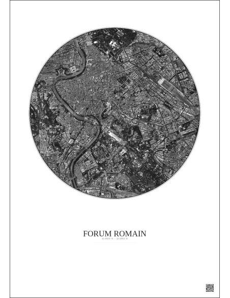 Forum Romain Satellite View Poster 2.5km B&W | Gravura – Light background