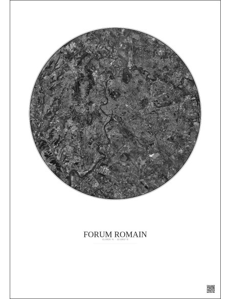 Forum Romain Satellite View Poster 10km B&W | Gravura – Light background