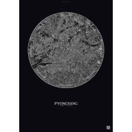 P Yongyang Satellite View Poster 10km B&W | Gravura – Dark background