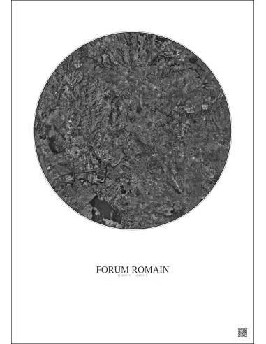 Forum Romain Satellite View Poster 20km B&W | Gravura – Light background
