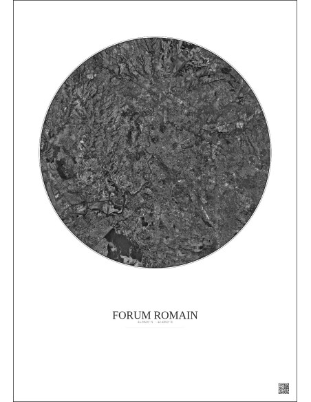 Forum Romain Satellite View Poster 20km B&W | Gravura – Light background