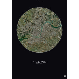 Affiche P Yongyang – Poster vue satellite 10km Couleur | Gravura – Fond foncé
