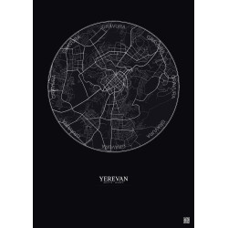 Affiche Yerevan – Poster carte de ville 6km | Gravura – Fond foncé