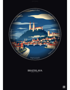 Affiche Bratislava – Poster illustration vintage – Bratislava | Gravura – Fond foncé