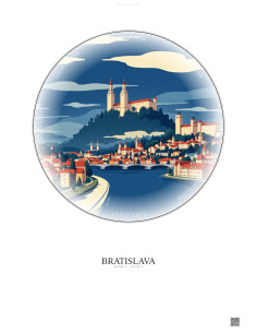 Affiche Bratislava – Poster illustration vintage – Bratislava | Gravura – Fond clair