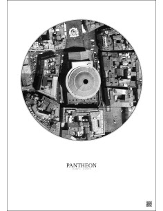 Pantheon Satellite View Poster 0.1km B&W | Gravura – Light background 2