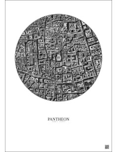 Pantheon Satellite View Poster 0.5km B&W | Gravura – Light background 2