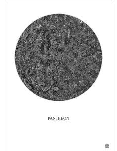 Pantheon Satellite View Poster 10km B&W | Gravura – Light background 2