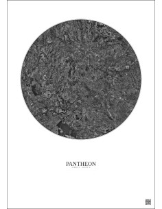 Pantheon Satellite View Poster 20km B&W | Gravura – Light background 2