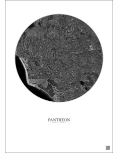 Pantheon Satellite View Poster 30km B&W | Gravura – Light background 2
