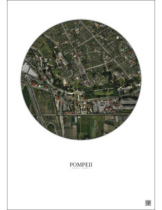 Pompeii Satellite View Poster 0.5km Color | Gravura – Light background 2