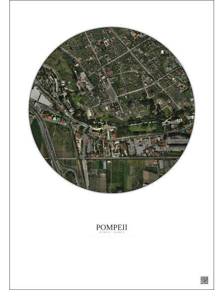 Pompeii Satellite View Poster 0.5km Color | Gravura – Light background