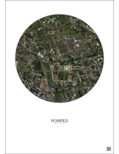 Pompeii Satellite View Poster 1km Color | Gravura – Light background 2