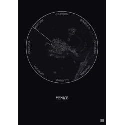 Affiche Venice – Poster carte de ville 5km | Gravura – Fond foncé
