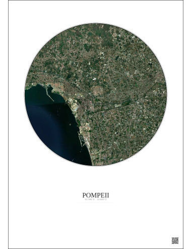Pompeii Satellite View Poster 5km Color | Gravura – Light background