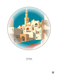 Tunis Vintage Travel Poster – Tunis | Gravura – Light background