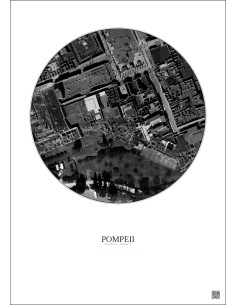 Pompeii Satellite View Poster 0.1km B&W | Gravura – Light background 2