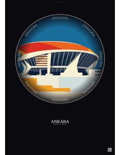 Affiche Ankara – Poster illustration vintage – Ankara Arena | Gravura – Fond foncé