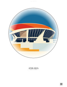 Affiche Ankara – Poster illustration vintage – Ankara Arena | Gravura – Fond clair