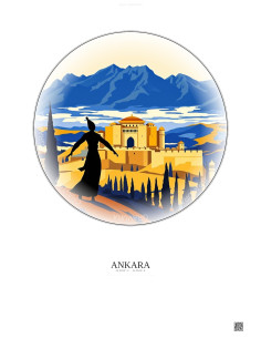 Affiche Ankara – Poster illustration vintage – Ankara | Gravura – Fond clair