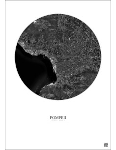 Pompeii Satellite View Poster 10km B&W | Gravura – Light background 2