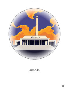Affiche Ankara – Poster illustration vintage – Antkabir | Gravura – Fond clair