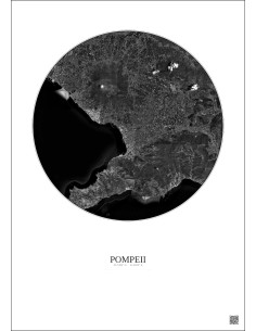 Pompeii Satellite View Poster 20km B&W | Gravura – Light background 2