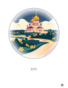Affiche Kyiv – Poster illustration vintage – Saint Sophia Cathedral | Gravura – Fond clair