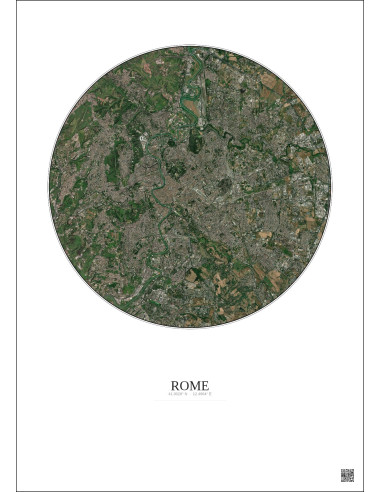 Rome Satellite View Poster 10km Color | Gravura – Light background