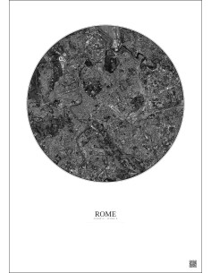 Rome Satellite View Poster 6km B&W | Gravura – Light background 2
