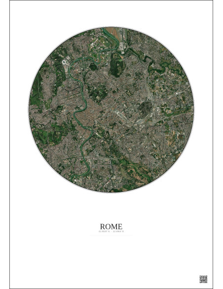 Rome Satellite View Poster 6km Color | Gravura – Light background