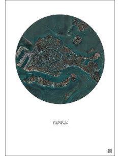 Venice Satellite View Poster 2.5km Color | Gravura – Light background 2