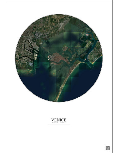 Venice Satellite View Poster 10km Color | Gravura – Light background