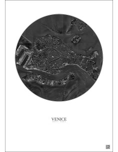 Venice Satellite View Poster 2.5km B&W | Gravura – Light background 2