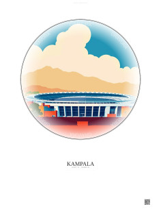Affiche Kampala – Poster illustration vintage – Mandela National Stadium | Gravura – Fond clair