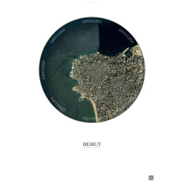 Affiche Beirut – Poster vue satellite 2.5km Couleur | Gravura – Fond clair