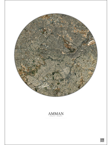 Amman Satellite View Poster 6km Color | Gravura – Light background