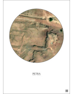 Petra Satellite View Poster 0.1km Color | Gravura – Light background 2
