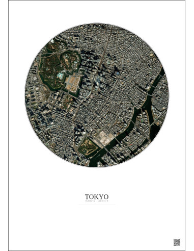 Affiche Tokyo – Poster vue satellite 2.5km Couleur | Gravura – Fond clair