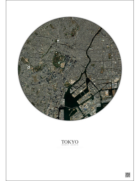 Affiche Tokyo – Poster vue satellite 6km Couleur | Gravura – Fond clair