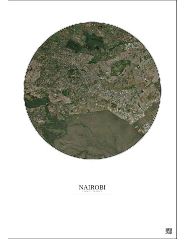 Nairobi Satellite View Poster 10km Color | Gravura – Light background