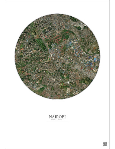 Nairobi Satellite View Poster 2.5km Color | Gravura – Light background