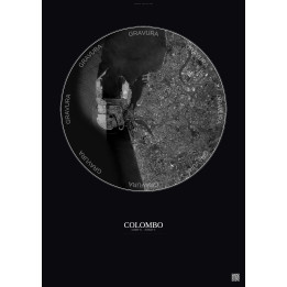 Colombo Satellite View Poster 6km B&W | Gravura – Dark background