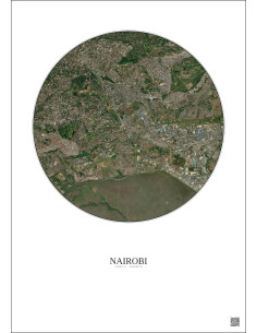 Nairobi Satellite View Poster 6km Color | Gravura – Light background 2