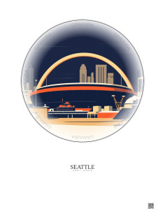 Seattle Vintage Travel Poster – Lumen Field | Gravura – Light background