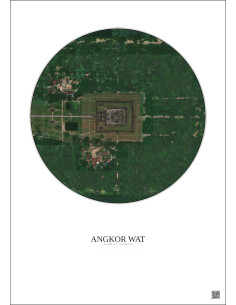 Angkor Wat Satellite View Poster 0.5km Color | Gravura – Light background 2